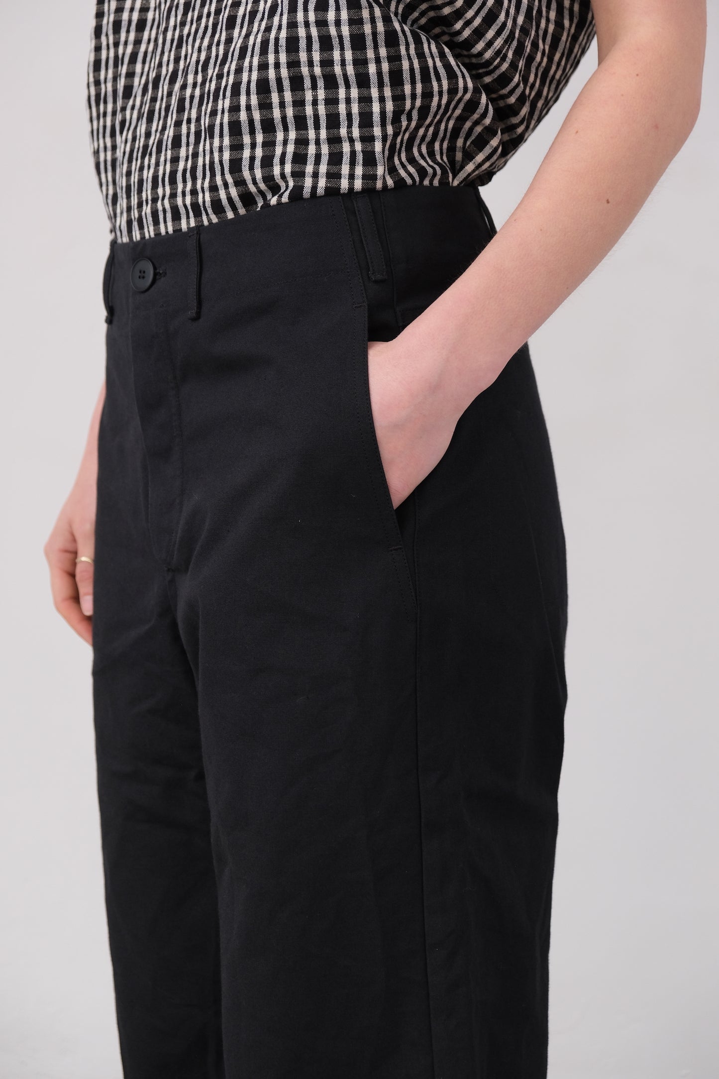 wide leg trousers, black 10oz duck canvas