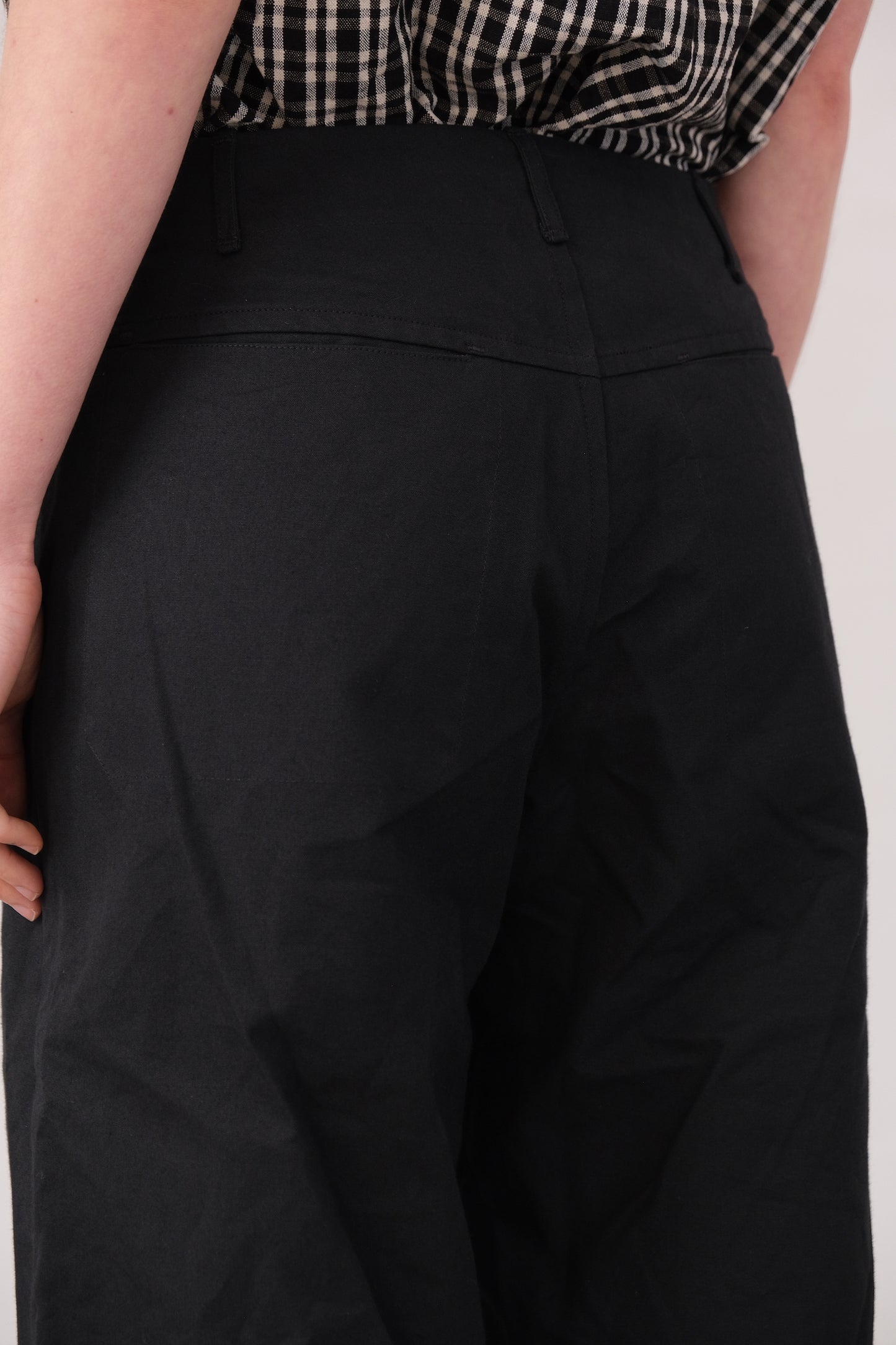wide leg trousers, black 10oz duck canvas