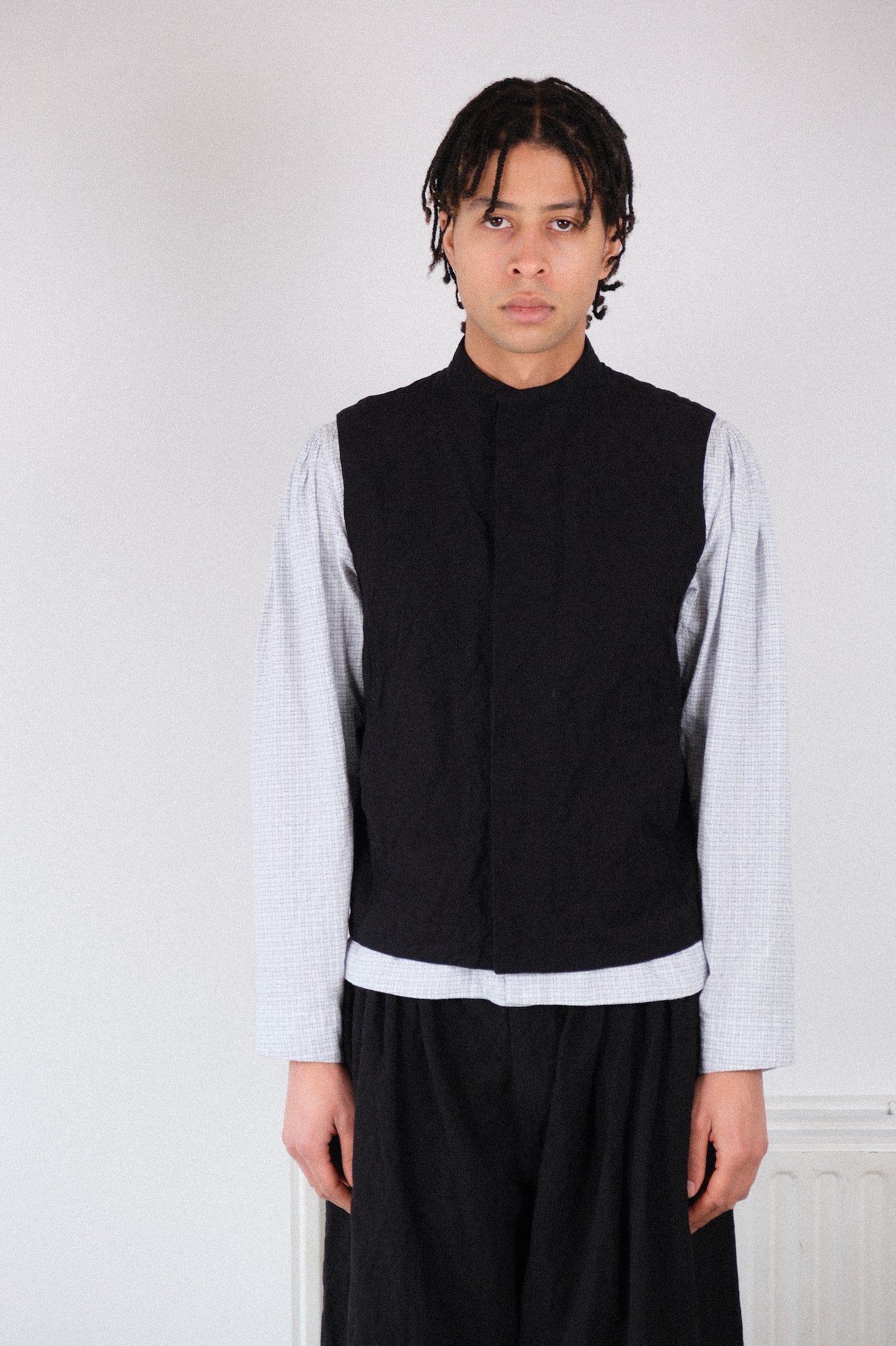 cycling vest, black french suiting cloth