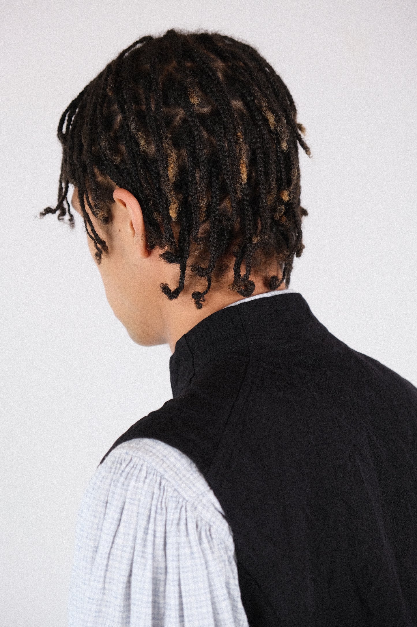 cycling vest, black french suiting cloth