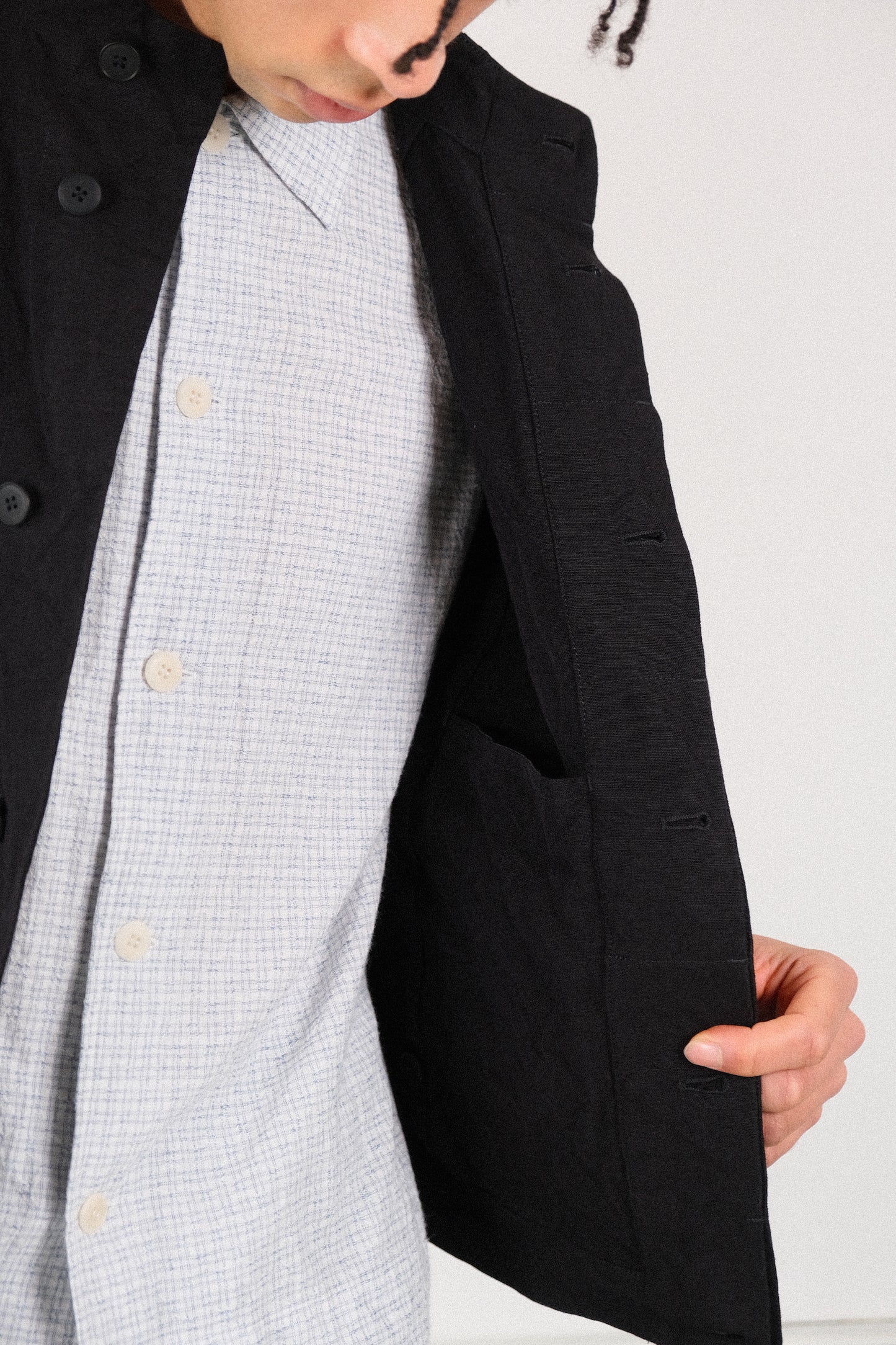 cycling vest, black french suiting cloth