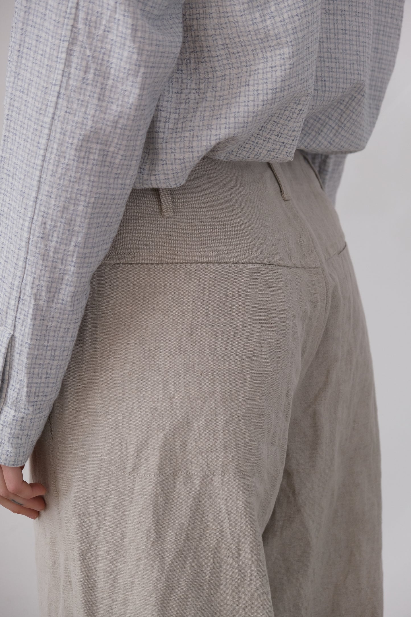 wide leg trousers, natural farmers cloth