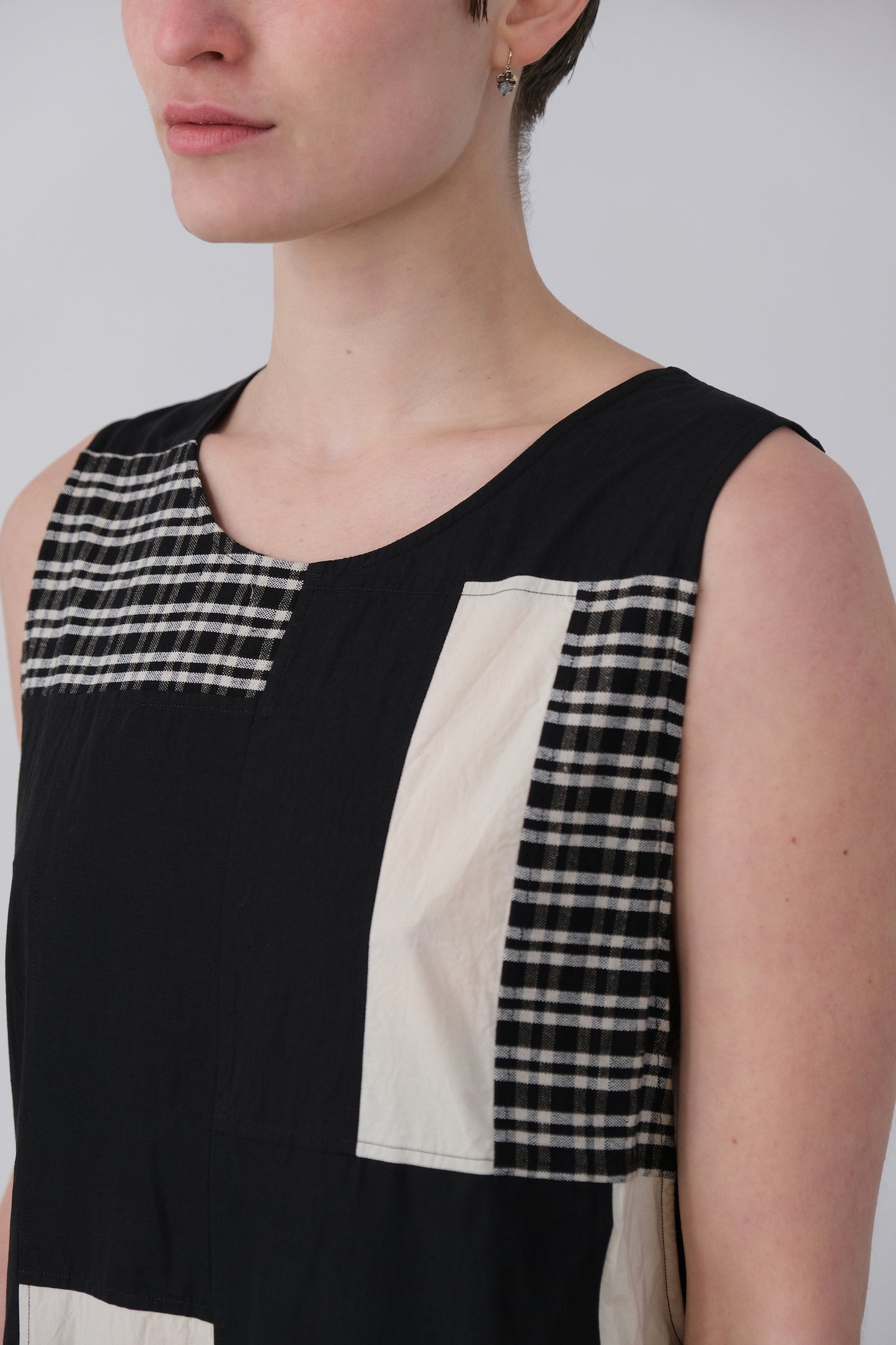 apron dress, dark patchwork