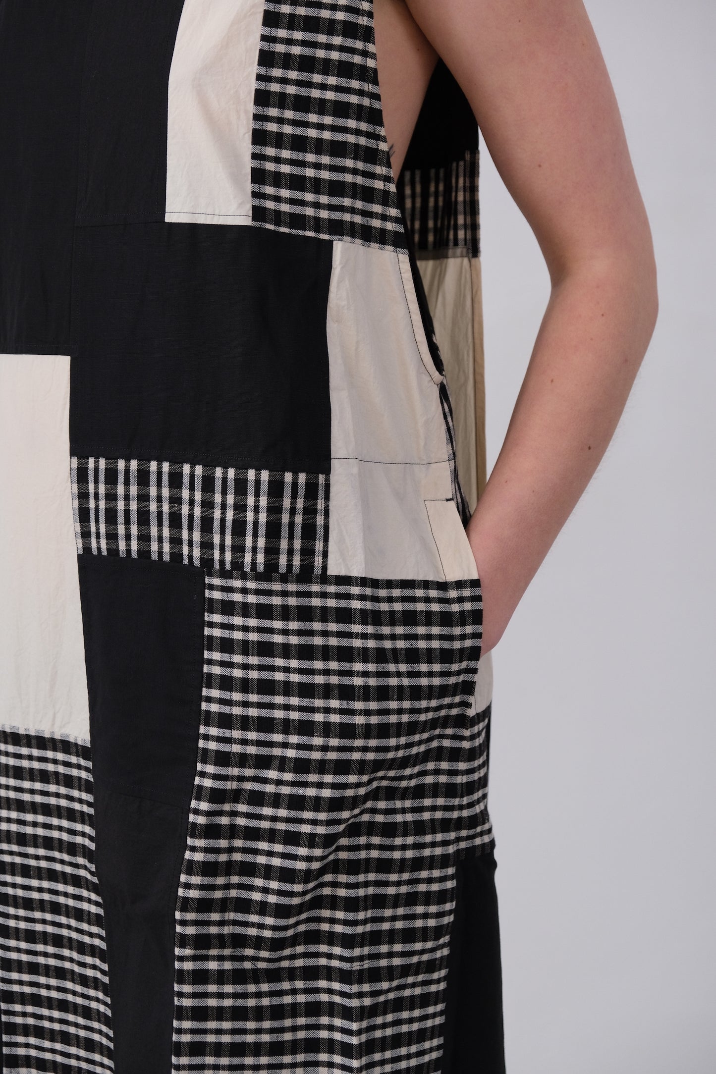 apron dress, dark patchwork