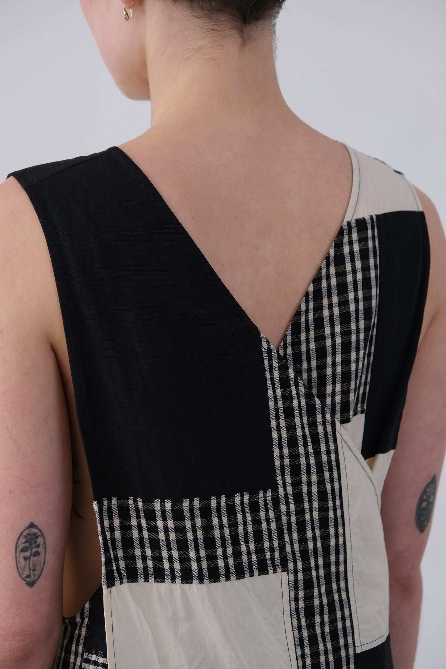 apron dress, dark patchwork