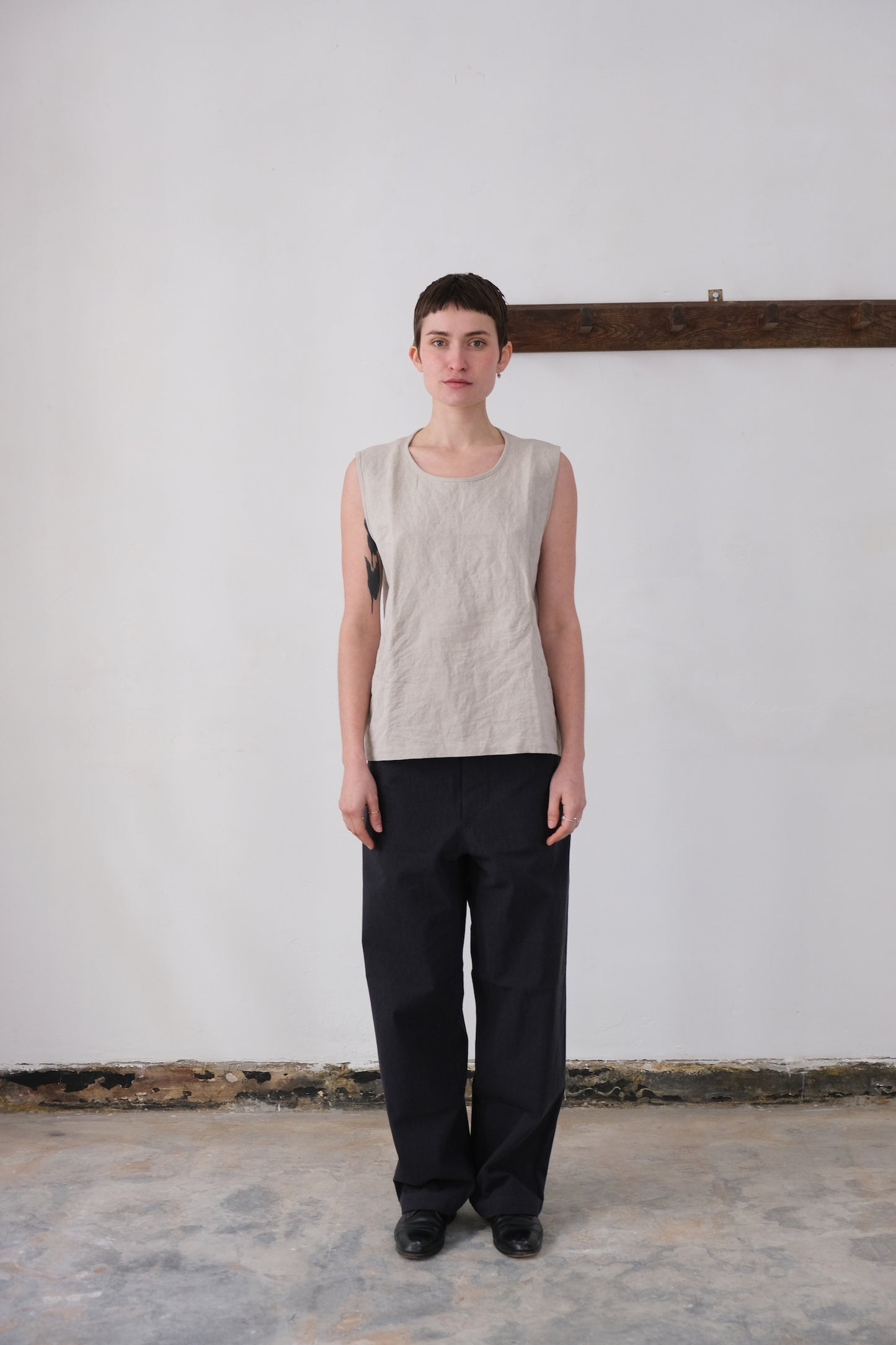 nulpointdrei trousers, navy-grey ultra-hard twist gabardine