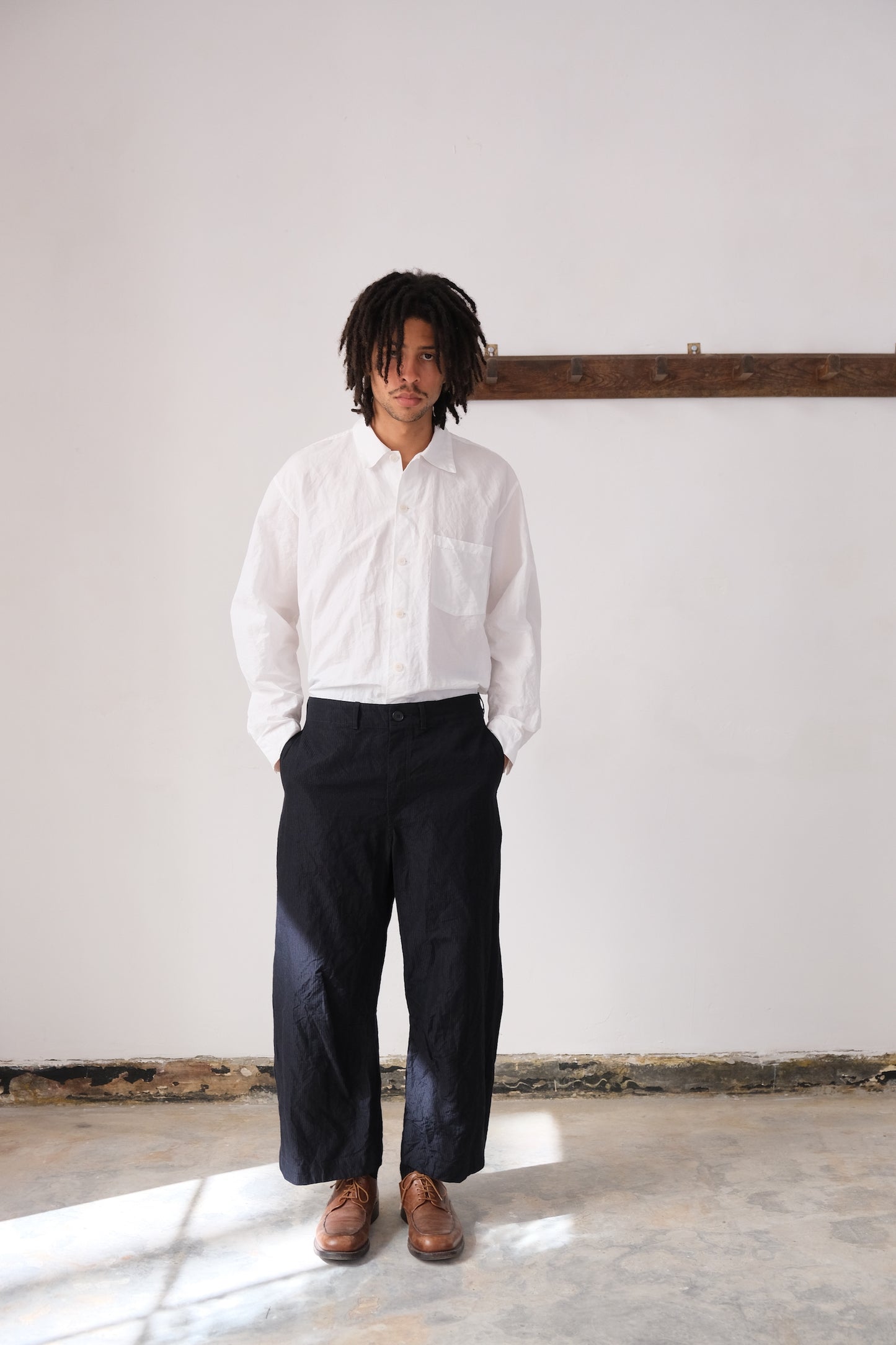 inmo pants, midnight fine herringbone