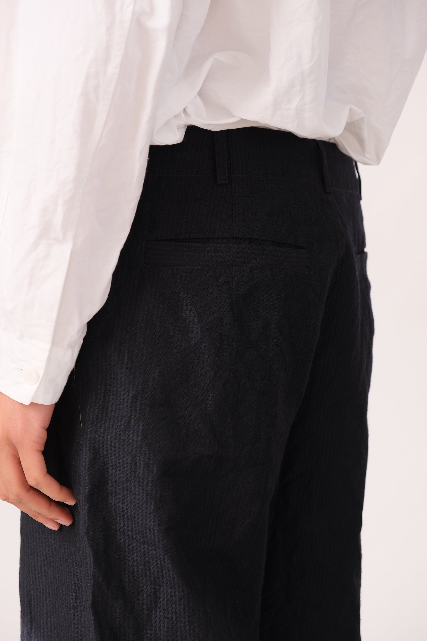 inmo pants, midnight fine herringbone