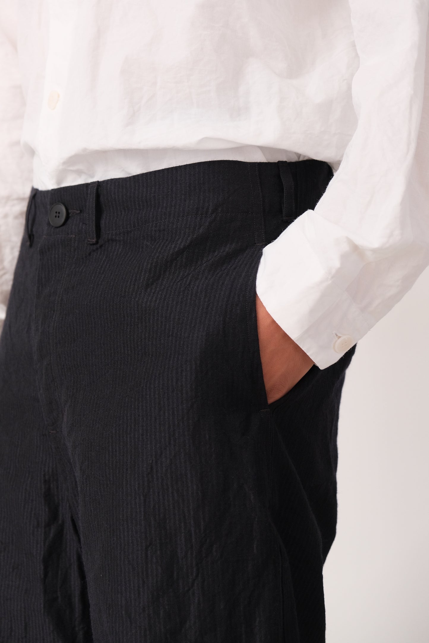 inmo pants, midnight fine herringbone