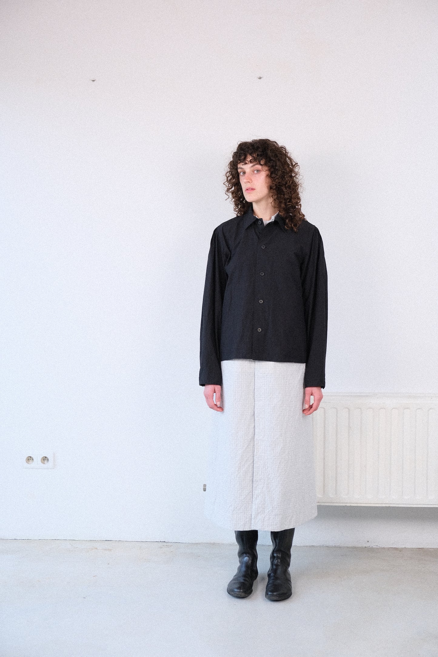 smock ceremony shirt, black ultra-dense typewriter