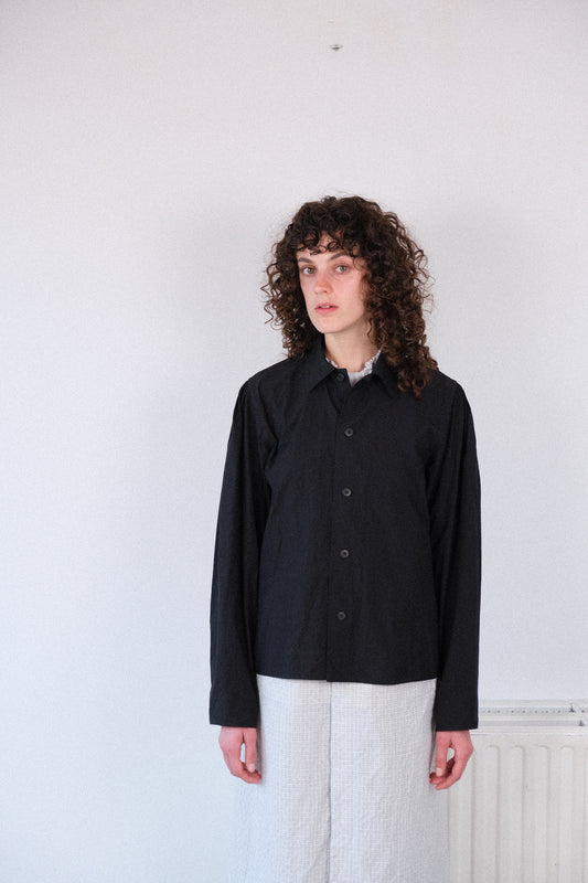 smock ceremony shirt, black ultra-dense typewriter