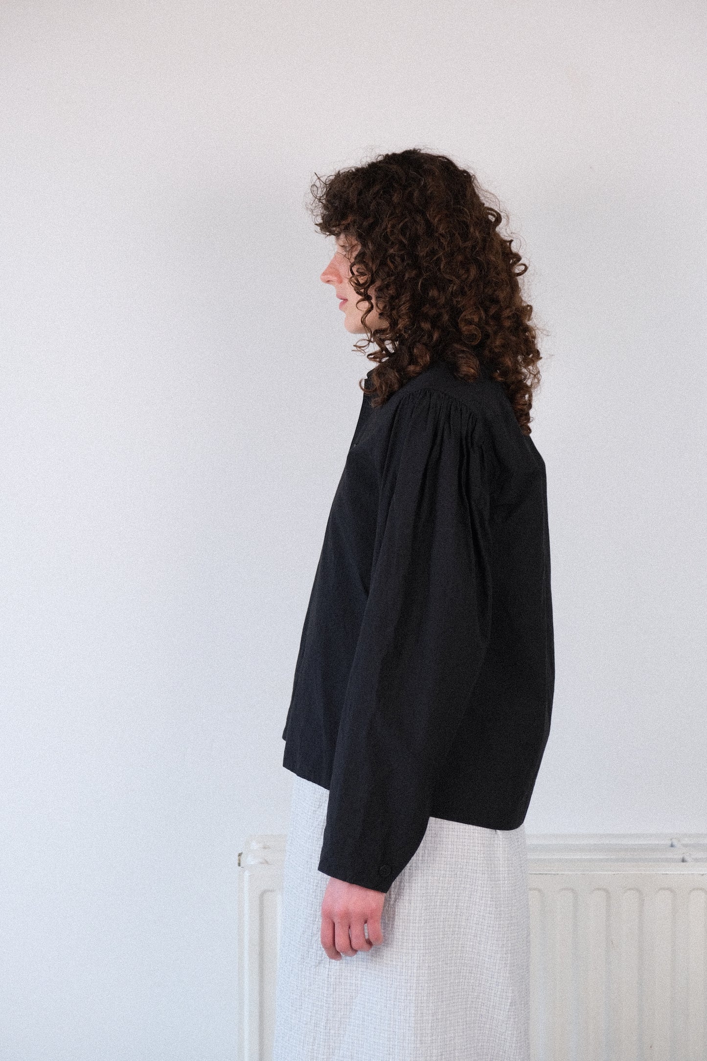 smock ceremony shirt, black ultra-dense typewriter
