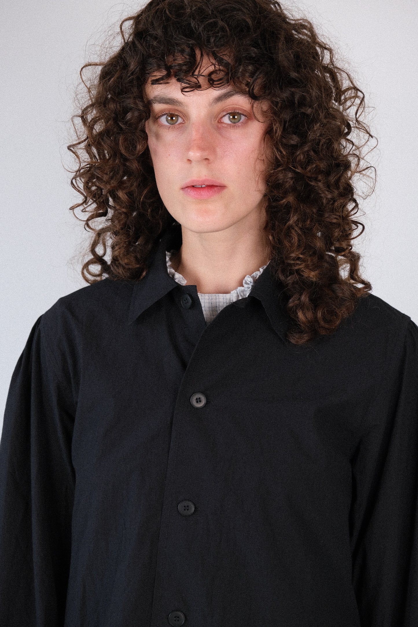 smock ceremony shirt, black ultra-dense typewriter