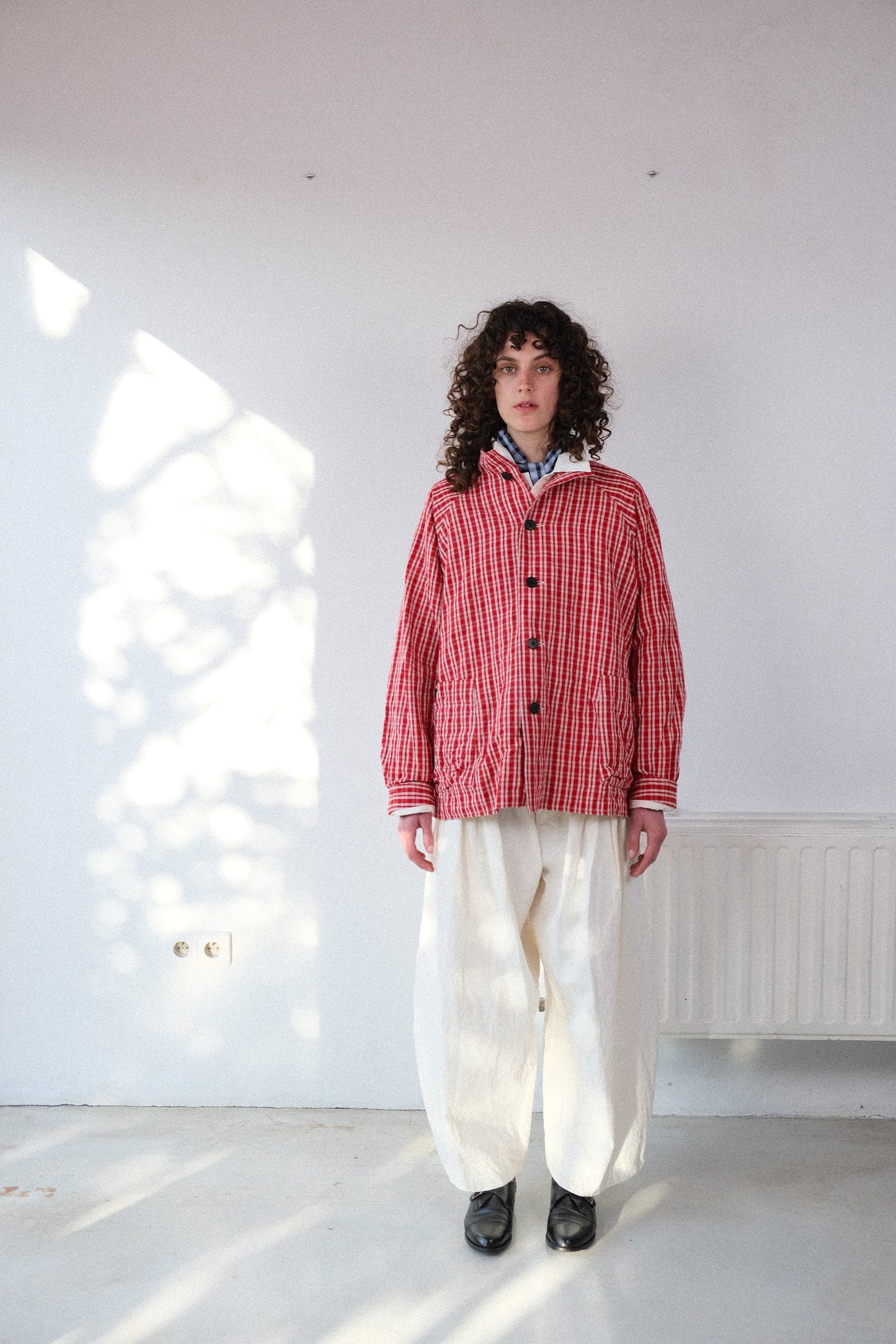 pickers jacket, red kelsch cloth
