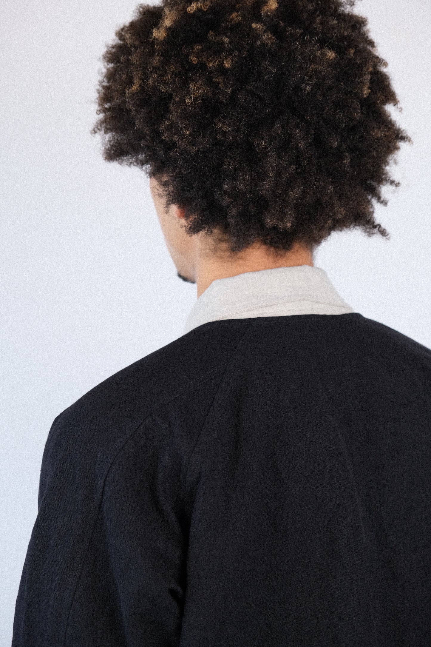 writers shirt, black french suiting cloth