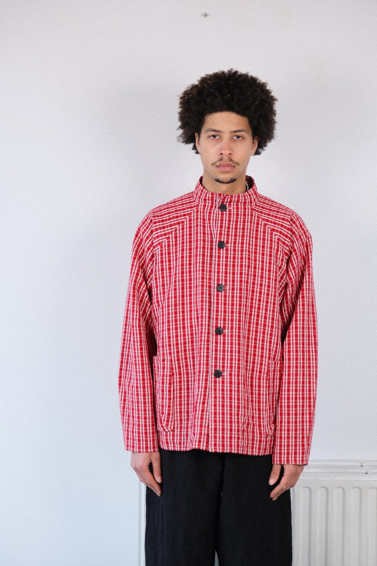 pickers jacket, red kelsch cloth