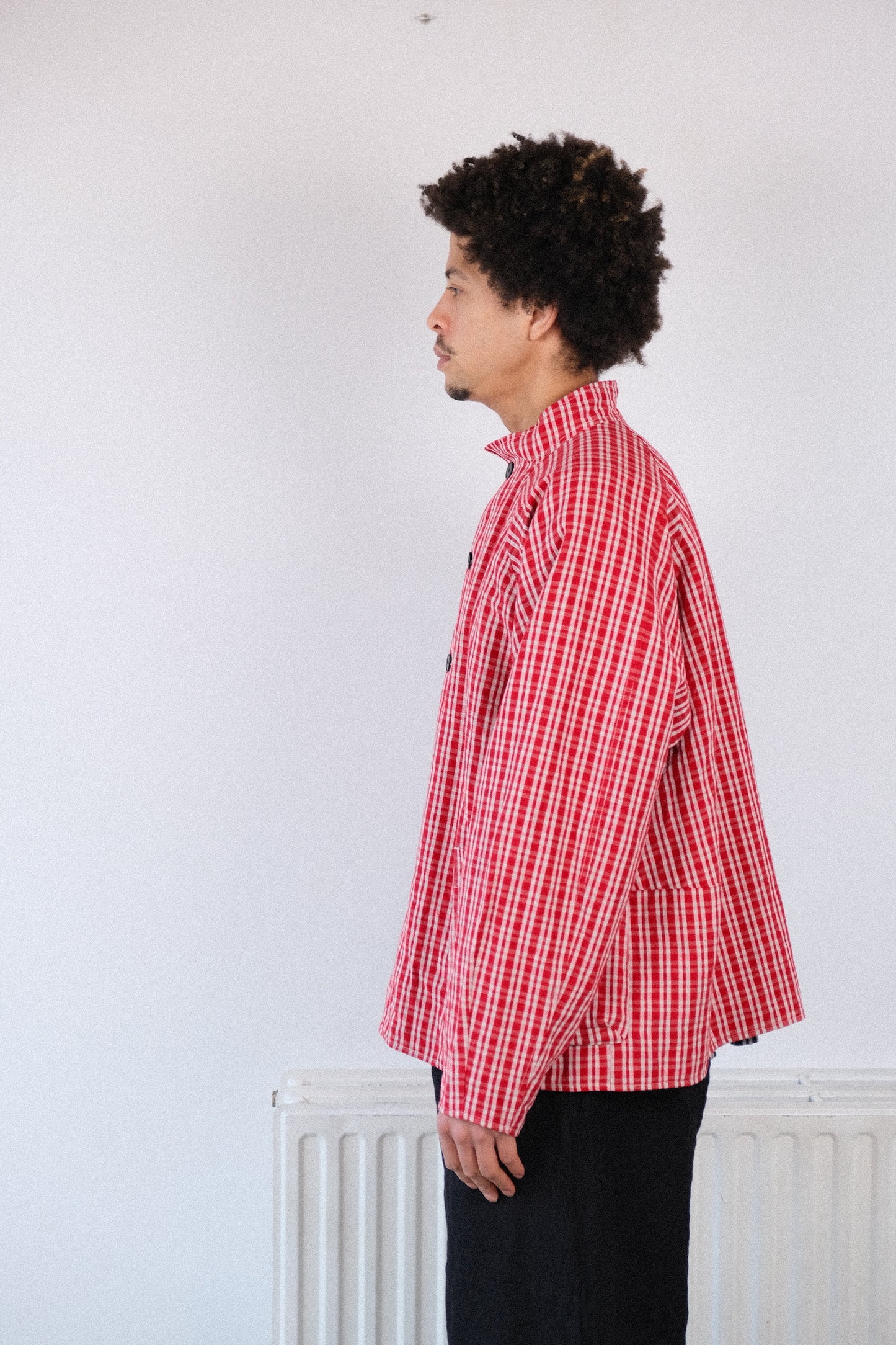 pickers jacket, red kelsch cloth