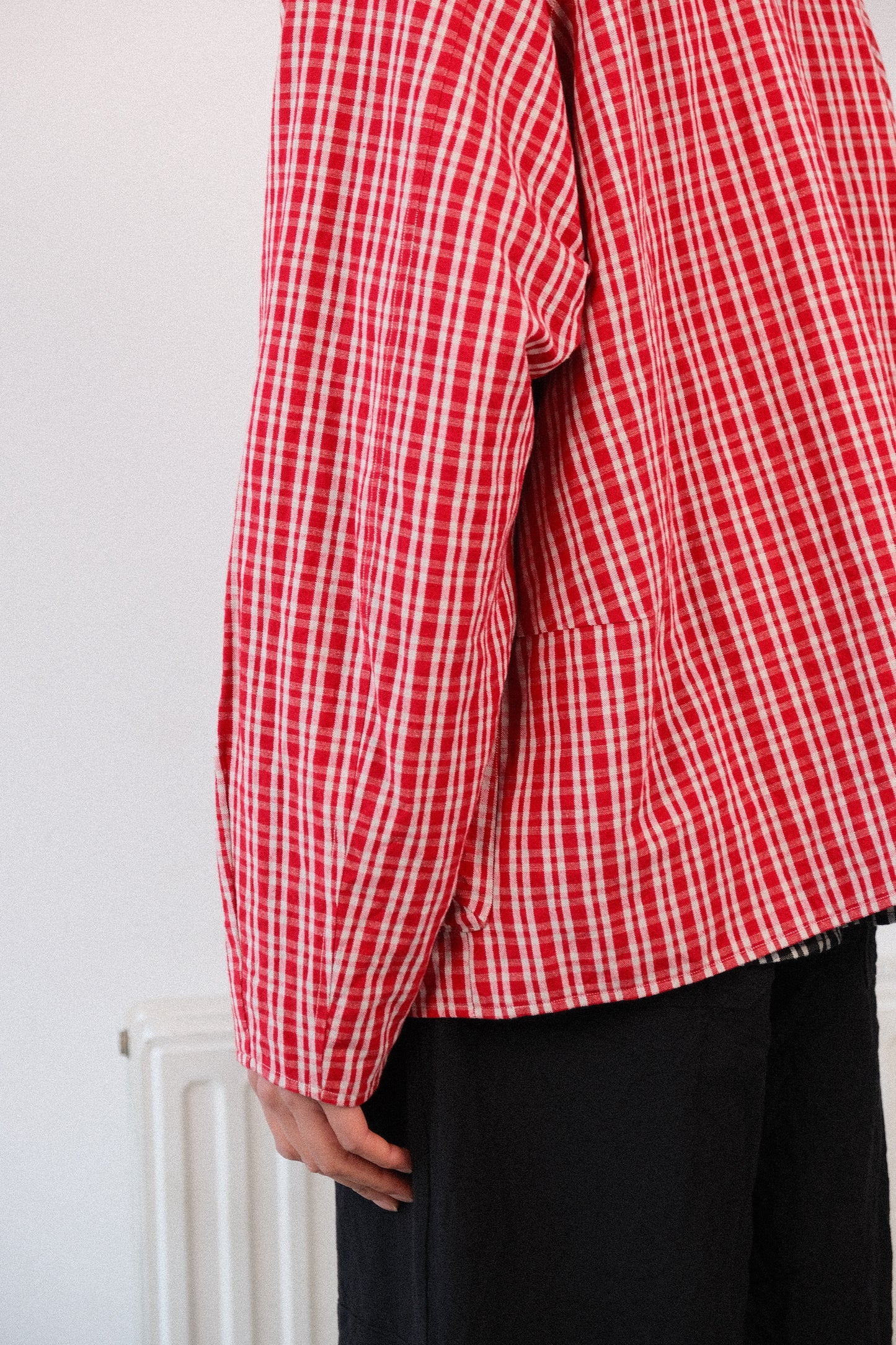 pickers jacket, red kelsch cloth