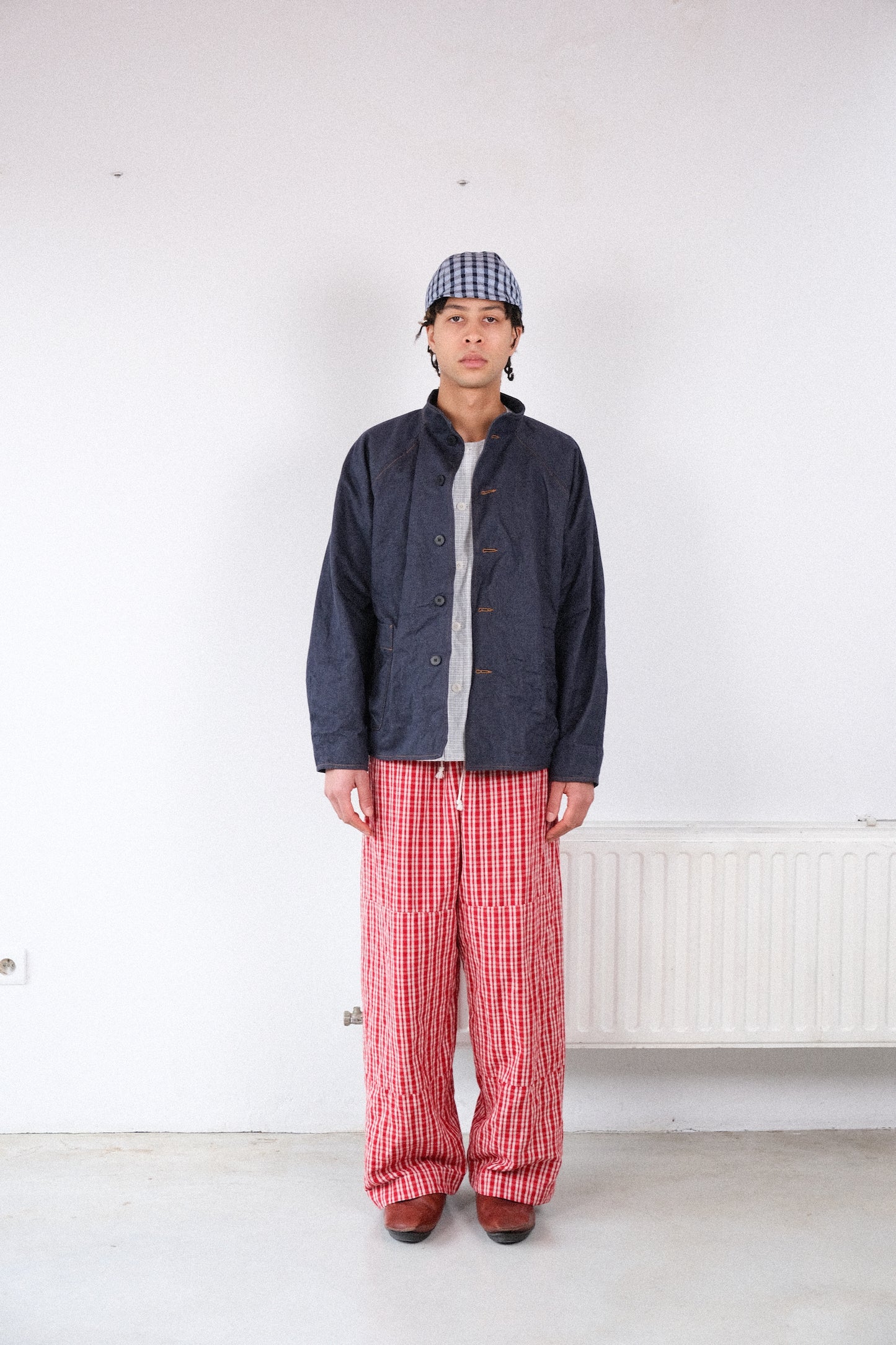 gardening trousers, red kelsch cloth